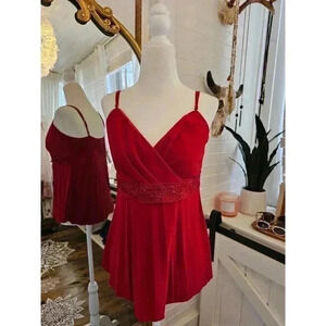 J.T.B. Women's Size M Red Cross Front Lace Detail Spaghetti Strap Tank